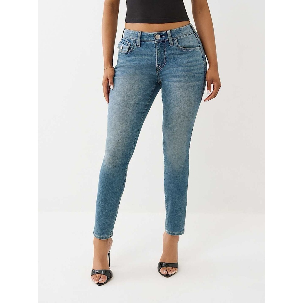 True Religion Jennie Curvy Mid-Rise Super Skinny Jeans Women Size 29 Blue Denim